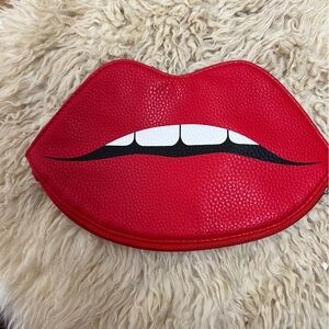 NYX PROFESSIONAL MAKEUP Bag. LIPS!  Red Pebbled Plastic with Zipper. 5X9”